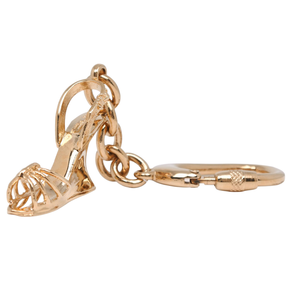 Salvatore Ferragamo keychain charm, sandal motif, gold plated, key ring, wome...